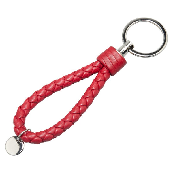 ボッテガヴェネタ イントレチャート キーホルダー キーリング レッド シルバー レザー メタル レディース BOTTEGAVENETA 【中古】