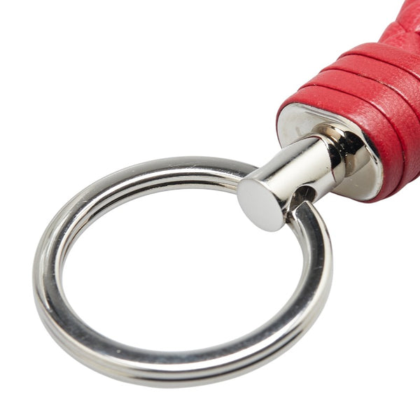 ボッテガヴェネタ イントレチャート キーホルダー キーリング レッド シルバー レザー メタル レディース BOTTEGAVENETA 【中古】
