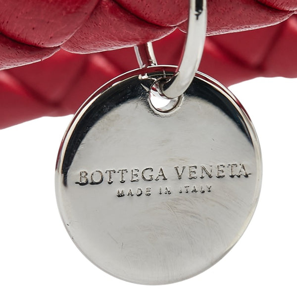 ボッテガヴェネタ イントレチャート キーホルダー キーリング レッド シルバー レザー メタル レディース BOTTEGAVENETA 【中古】