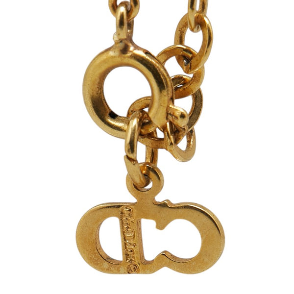 ディオール CDロゴ ラインストーン オーバル サークル ネックレス ゴールド メッキ レディース Dior 【中古】