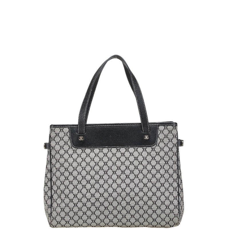 セリーヌ マカダム トートバッグ ネイビー キャンバス レザー レディース CELINE 【中古】