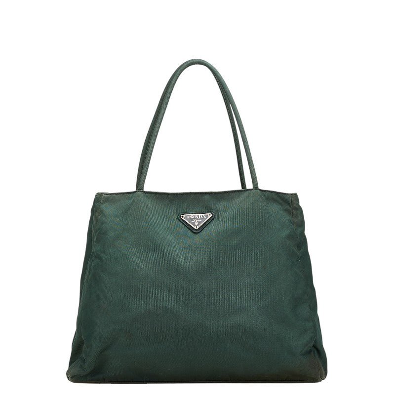 プラダ 三角ロゴプレート トートバッグ グリーン ナイロン レディース PRADA 【中古】