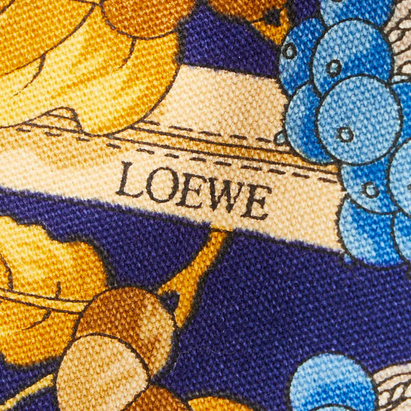 ロエベ ボタニカル柄 リュック バックパック ネイビー マルチカラー キャンバス レザー レディース LOEWE 【中古】