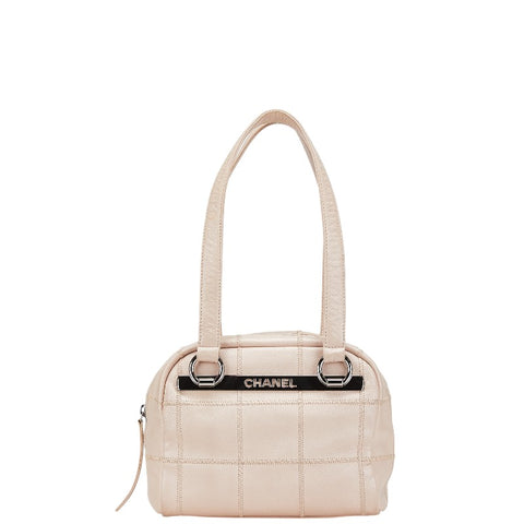シャネル ロゴプレート チョコバー ハンドバッグ ミニボストンバッグ ベージュ キャビアスキン レディース CHANEL 【中古】