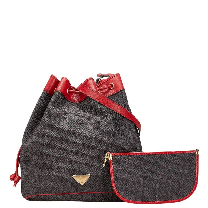サンローラン YSLロゴ ショルダーバッグ ブラック レッド PVC レザー レディース SAINT LAURENT 【中古】