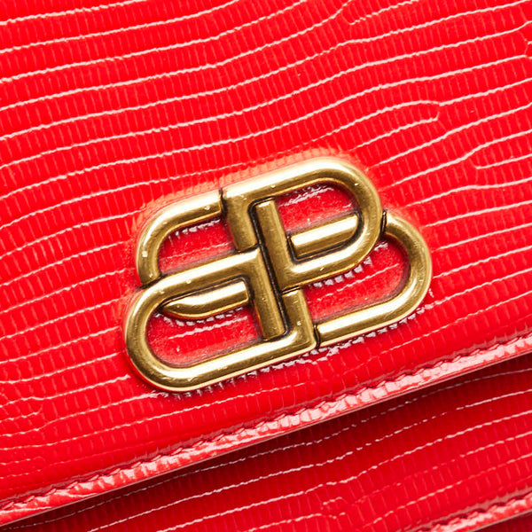 バレンシアガ シャープS 斜め掛け チェーン ショルダーバッグ 580641 レッド レザー レディース BALENCIAGA 【中古】