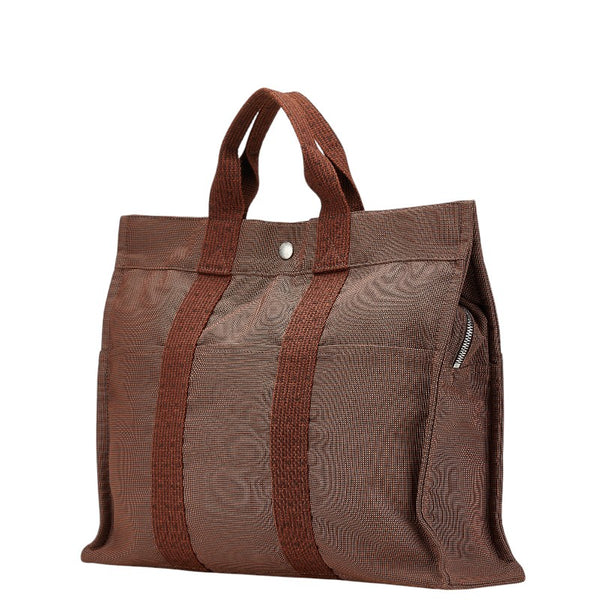 エルメス エールライン トートMM トートバッグ ブラウン キャンバス レディース HERMES 【中古】