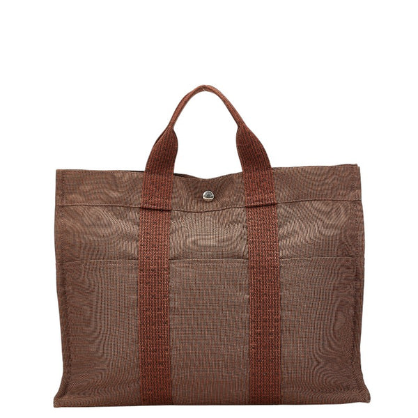 エルメス エールライン トートMM トートバッグ ブラウン キャンバス レディース HERMES 【中古】