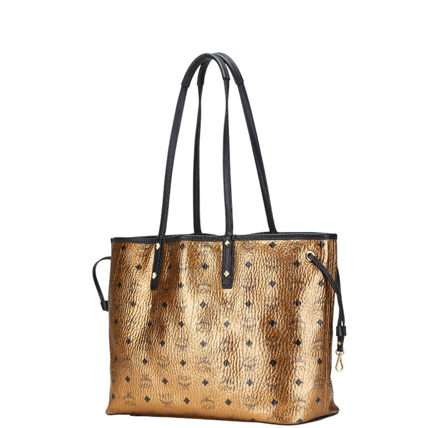 エム シー エム ヴィセトス モノグラム トートバッグ ハンドバッグ ゴールド ブラック レザー レディース MCM 【中古】