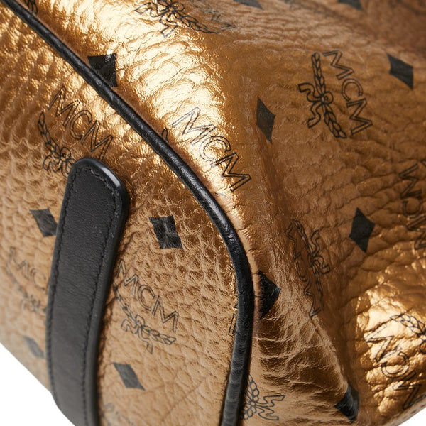 エム シー エム ヴィセトス モノグラム トートバッグ ハンドバッグ ゴールド ブラック レザー レディース MCM 【中古】