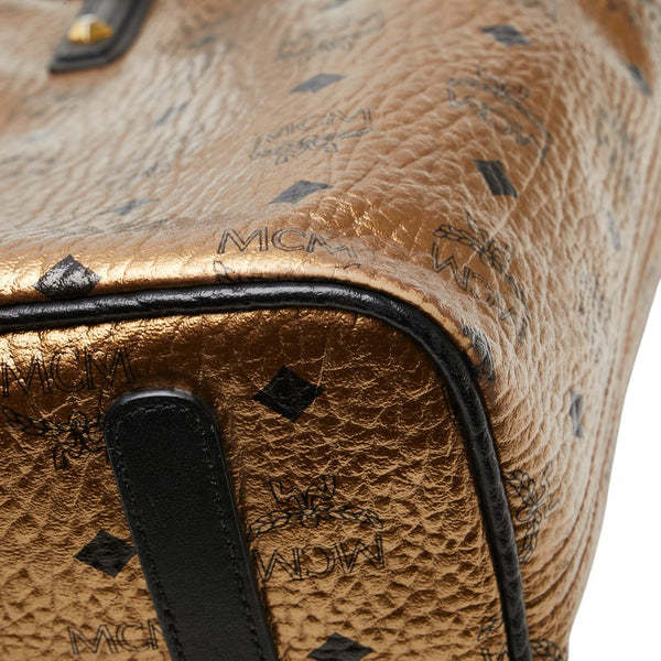 エム シー エム ヴィセトス モノグラム トートバッグ ハンドバッグ ゴールド ブラック レザー レディース MCM 【中古】