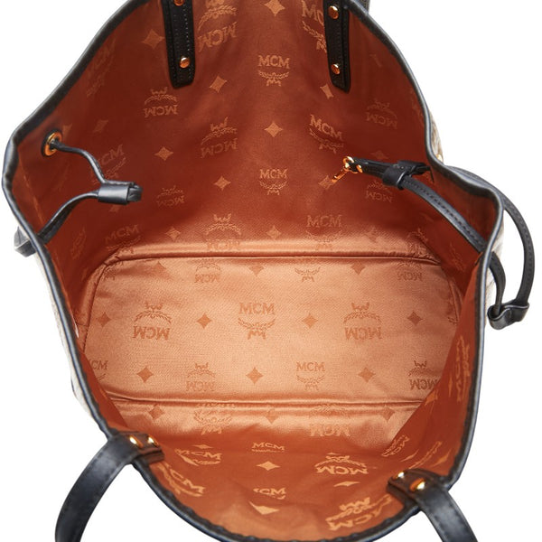 エム シー エム ヴィセトス モノグラム トートバッグ ハンドバッグ ゴールド ブラック レザー レディース MCM 【中古】