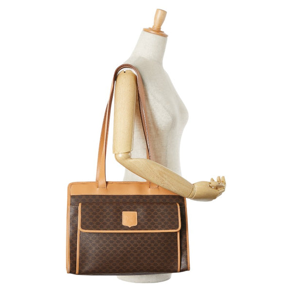 セリーヌ マカダム トートバッグ ブラウン PVC レザー レディース CELINE 【中古】