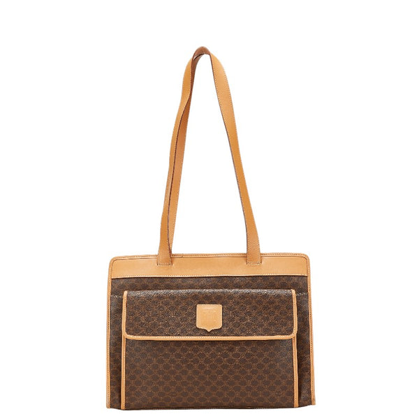 セリーヌ マカダム トートバッグ ブラウン PVC レザー レディース CELINE 【中古】