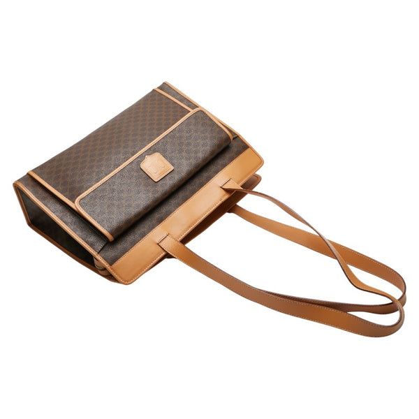 セリーヌ マカダム トートバッグ ブラウン PVC レザー レディース CELINE 【中古】