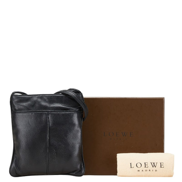 ロエベ ミニショルダーバッグ ポシェット ブラック レザー レディース LOEWE 【中古】
