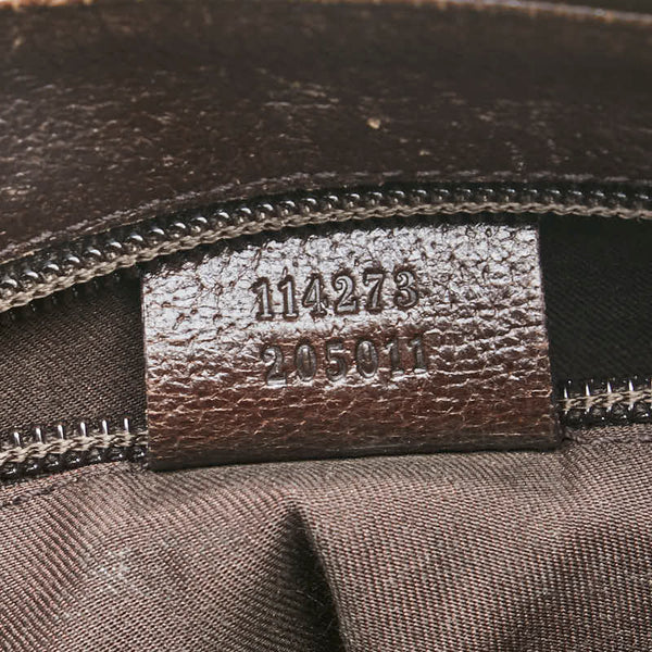 グッチ GGキャンバス ショルダーバッグ 114273 ベージュ ブラウン キャンバス レザー レディース GUCCI 【中古】