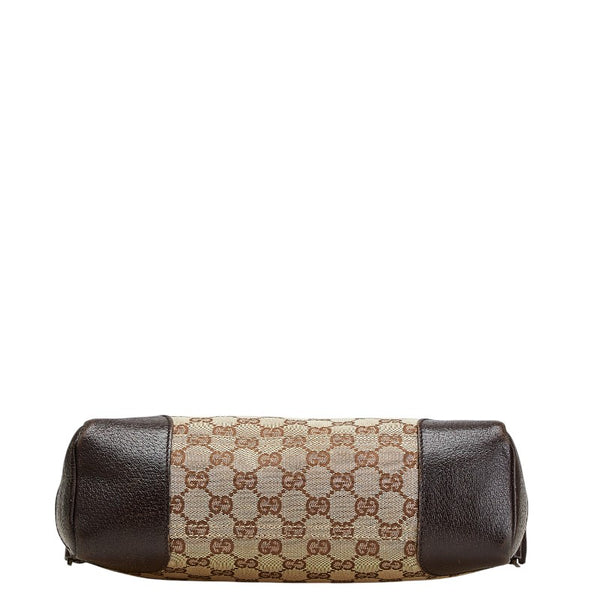 グッチ GGキャンバス ショルダーバッグ 114273 ベージュ ブラウン キャンバス レザー レディース GUCCI 【中古】