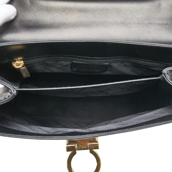 サルヴァトーレフェラガモ ガンチーニ ハンドバッグ ショルダーバッグ 2WAY AF-21 0290 ブラック レザー レディース Salvatore Ferragamo 【中古】
