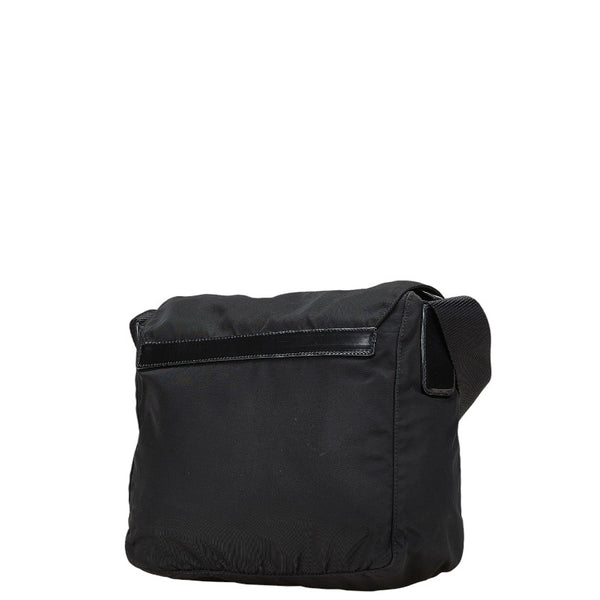 プラダ 三角ロゴプレート 斜め掛け ショルダーバッグ ブラック ナイロン レディース PRADA 【中古】