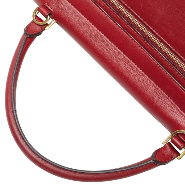 セリーヌ トラペーズ ミディアム ハンドバッグ ショルダーバッグ 2WAY レッド レザー レディース CELINE 【中古】