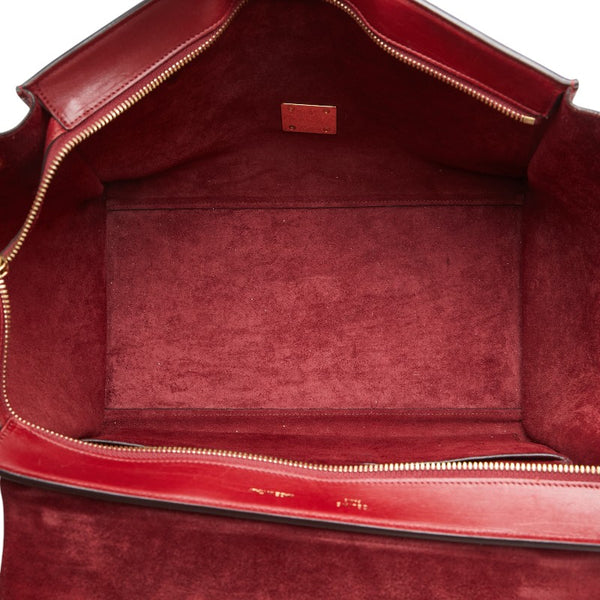 セリーヌ トラペーズ ミディアム ハンドバッグ ショルダーバッグ 2WAY レッド レザー レディース CELINE 【中古】