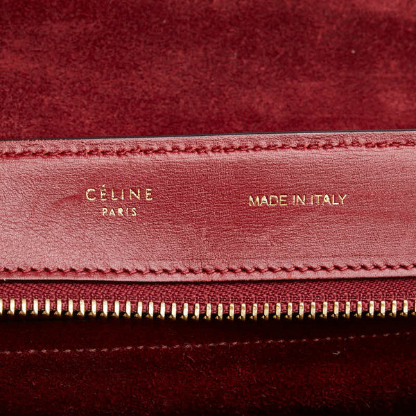 セリーヌ トラペーズ ミディアム ハンドバッグ ショルダーバッグ 2WAY レッド レザー レディース CELINE 【中古】