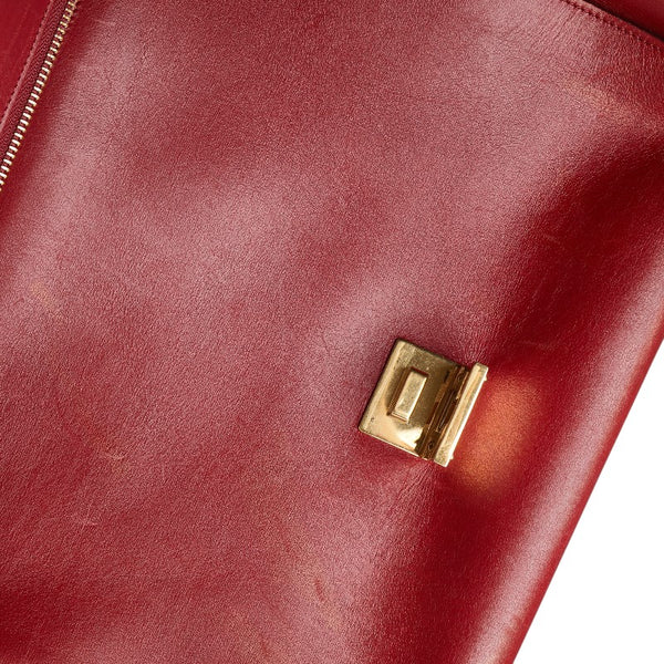 セリーヌ トラペーズ ミディアム ハンドバッグ ショルダーバッグ 2WAY レッド レザー レディース CELINE 【中古】