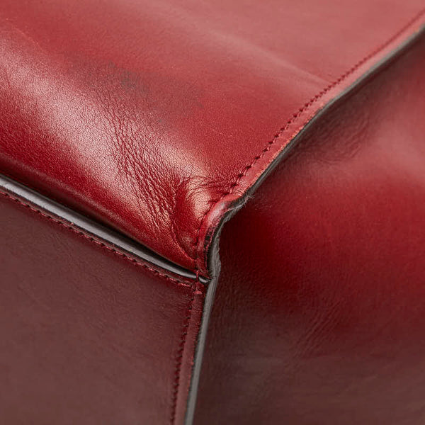 セリーヌ トラペーズ ミディアム ハンドバッグ ショルダーバッグ 2WAY レッド レザー レディース CELINE 【中古】