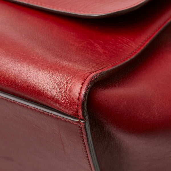セリーヌ トラペーズ ミディアム ハンドバッグ ショルダーバッグ 2WAY レッド レザー レディース CELINE 【中古】