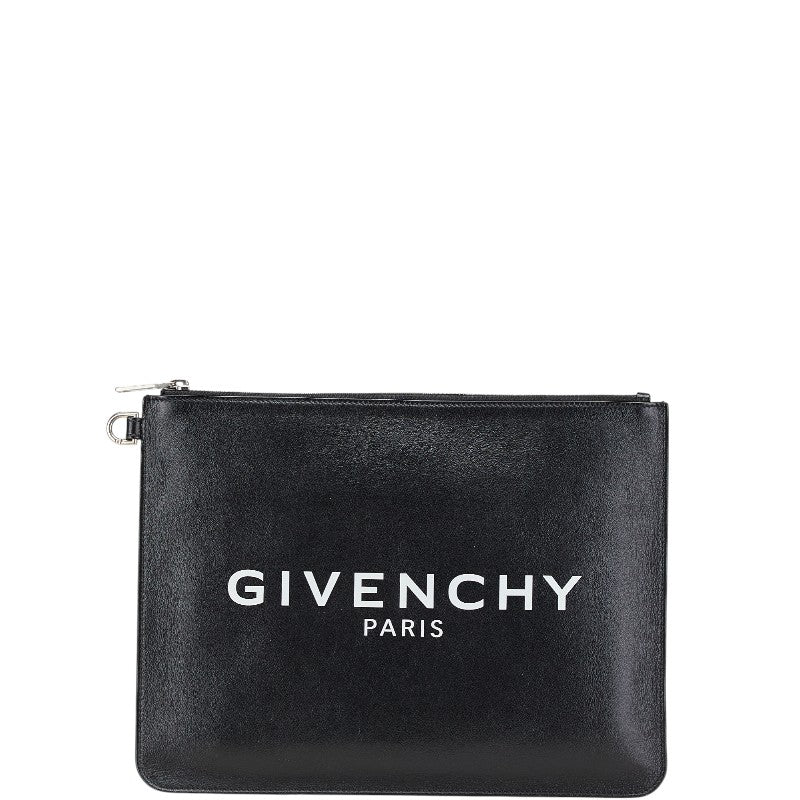ジバンシー ロゴ セカンドバッグ クラッチバッグ ブラック レザー メンズ Givenchy 【中古】