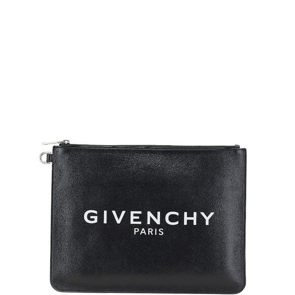 ジバンシー ロゴ セカンドバッグ クラッチバッグ ブラック レザー メンズ Givenchy 【中古】