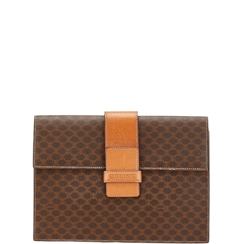 セリーヌ マカダム クラッチバッグ セカンドバッグ ブラウン PVC レザー レディース CELINE 【中古】