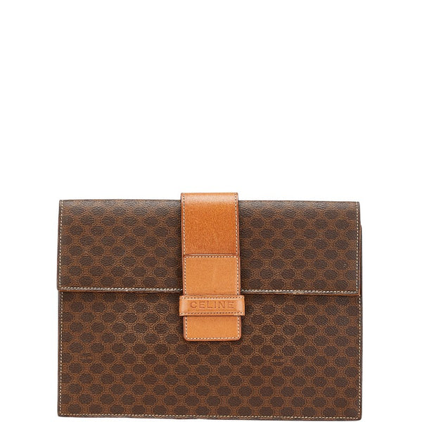 セリーヌ マカダム クラッチバッグ セカンドバッグ ブラウン PVC レザー レディース CELINE 【中古】