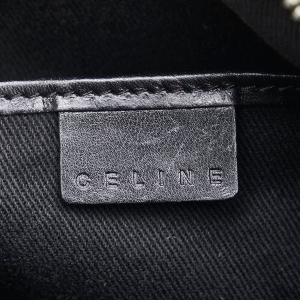 セリーヌ Cマカダム ハンドバッグ ミニボストンバッグ ブラック キャンバス レザー レディース CELINE 【中古】