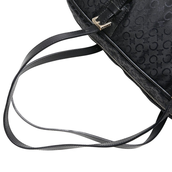 セリーヌ Cマカダム ハンドバッグ ミニボストンバッグ ブラック キャンバス レザー レディース CELINE 【中古】