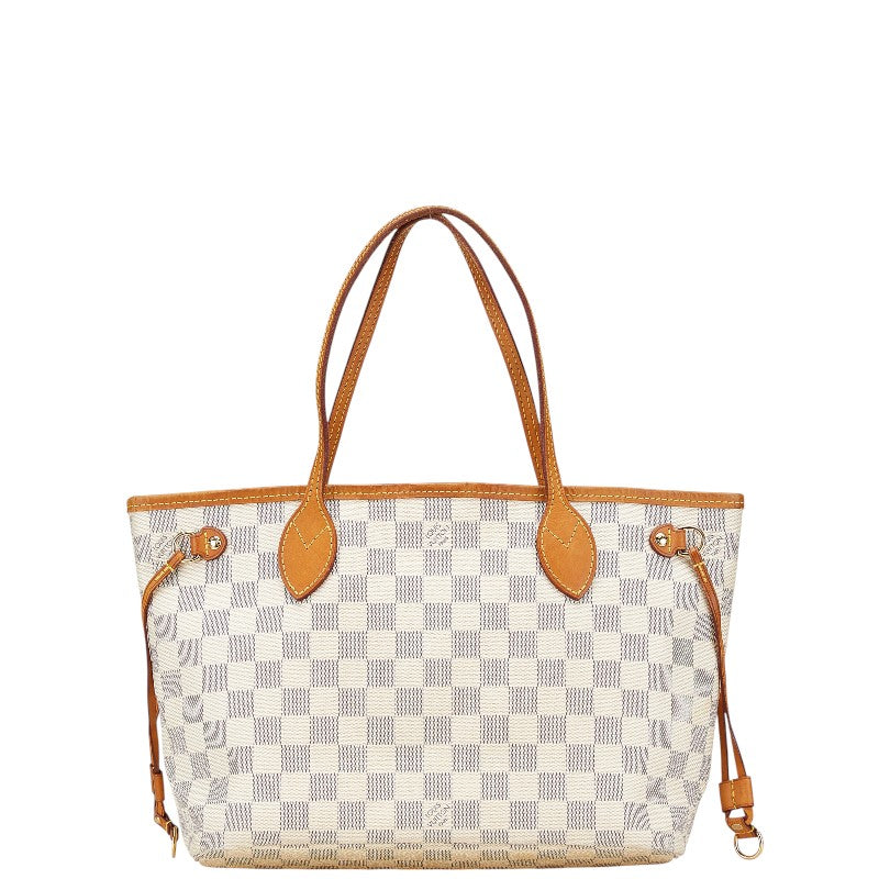 ルイ ヴィトン ダミエ アズール ネヴァーフルPM トートバッグ ショルダーバッグ N51110 ホワイト PVC レザー レディース LOUIS VUITTON 【中古】