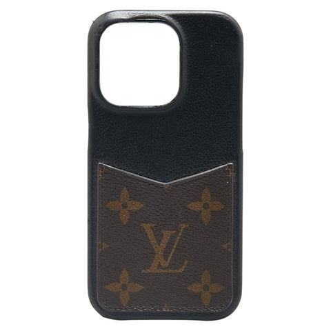 ルイ ヴィトン モノグラム バンパー iPhone 14Pro ケース M81998 ブラック ブラウン PVC レザー レディース LOUIS VUITTON 【中古】