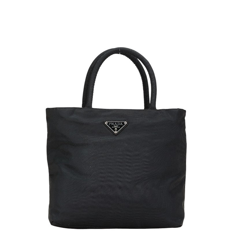 プラダ 三角ロゴプレート ハンドバッグ トートバッグ ブラック ナイロン レディース PRADA 【中古】
