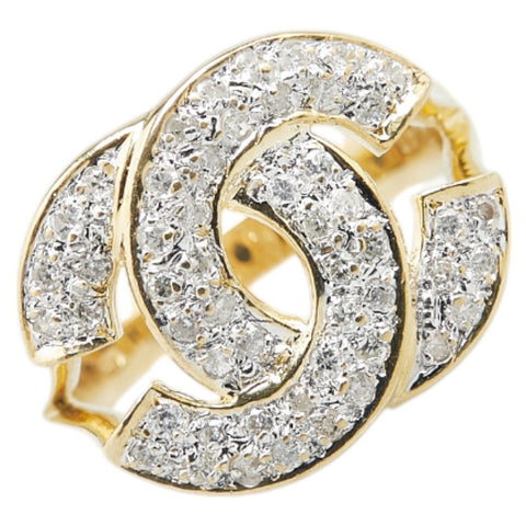 K18YG イエローゴールド ダイヤ0.46ct パヴェ リング 指輪 レディース 15号 【中古】