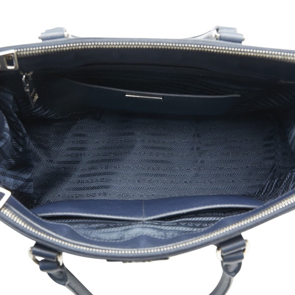 プラダ ガレリア ラージ ハンドバッグ ショルダーバッグ 2WAY ネイビー レザー レディース PRADA 【中古】