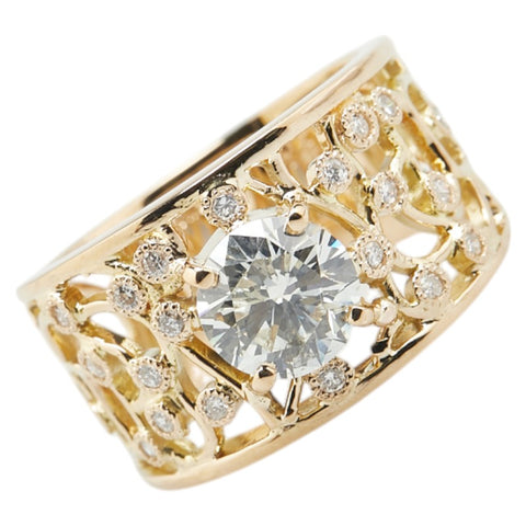 K18YG イエローゴールド ダイヤ1.89ct ダイヤ0.23ct リング 指輪 レディース 17.5号 【中古】