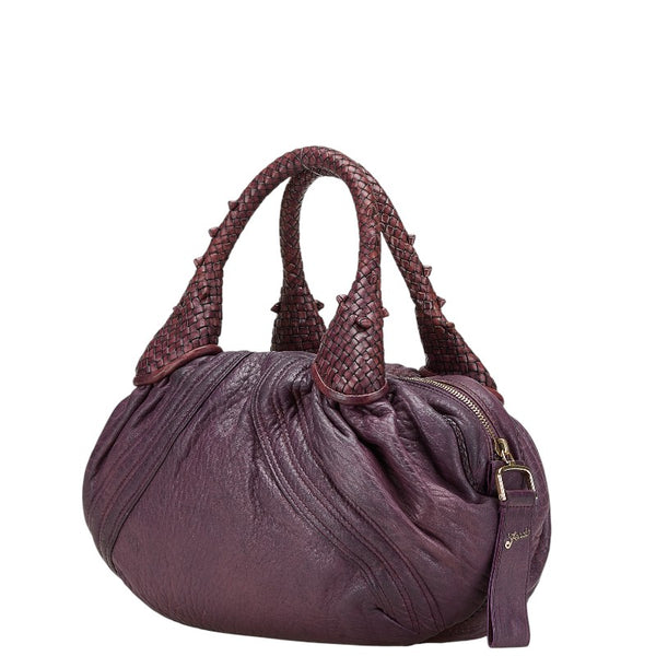 フェンディ ズッカ ミニスパイバッグ ハンドバッグ 8BL078 パープル レザー レディース FENDI 【中古】