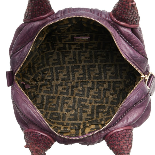フェンディ ズッカ ミニスパイバッグ ハンドバッグ 8BL078 パープル レザー レディース FENDI 【中古】