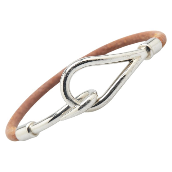 エルメス ジャンボ ブレスレット ブラウン シルバー レザー メタル レディース HERMES 【中古】
