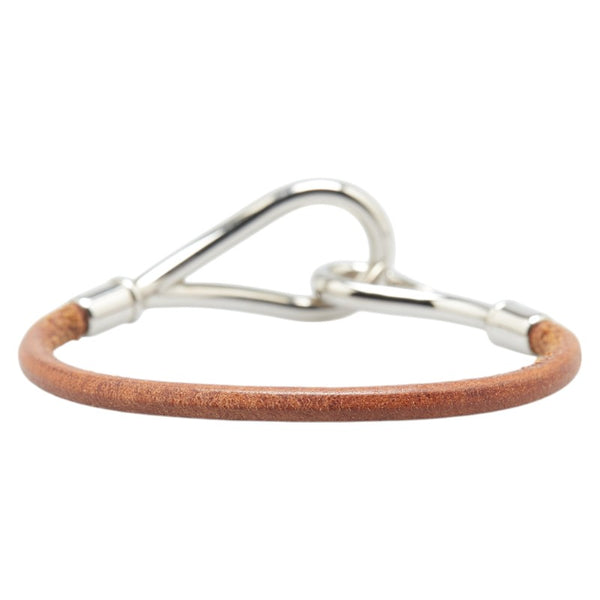 エルメス ジャンボ ブレスレット ブラウン シルバー レザー メタル レディース HERMES 【中古】