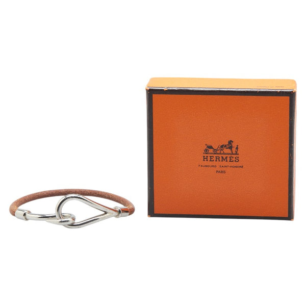 エルメス ジャンボ ブレスレット ブラウン シルバー レザー メタル レディース HERMES 【中古】