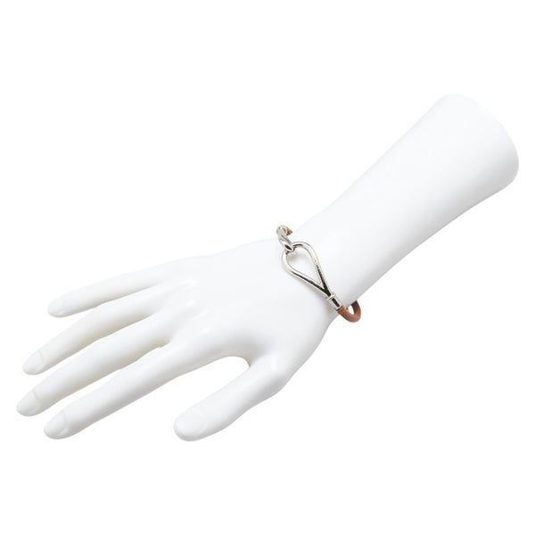 エルメス ジャンボ ブレスレット ブラウン シルバー レザー メタル レディース HERMES 【中古】