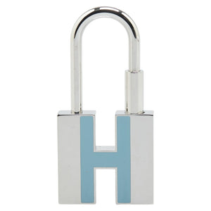 エルメス H モチーフ カデナ バッグチャーム シルバー ライトブルー メタル レディース HERMES 【中古】