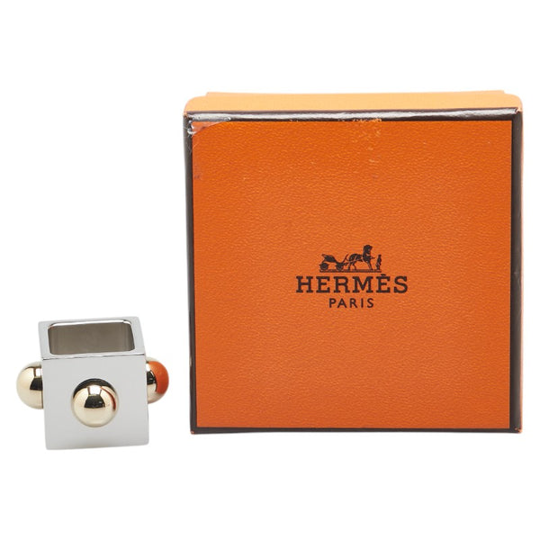 エルメス 保存袋 キューブ コリエ ド シアン スカーフリング シルバー ゴールド メタル メッキ レディース HERMES 【中古】
